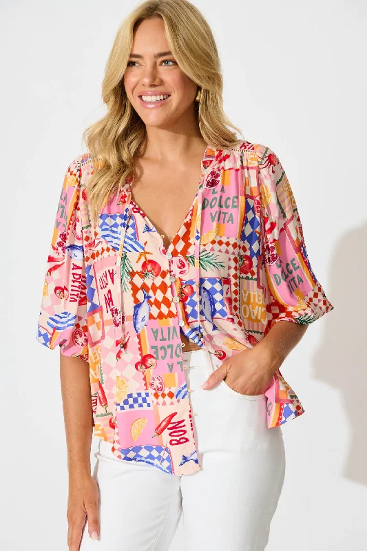 Annelie Top In Multi Conversational Print