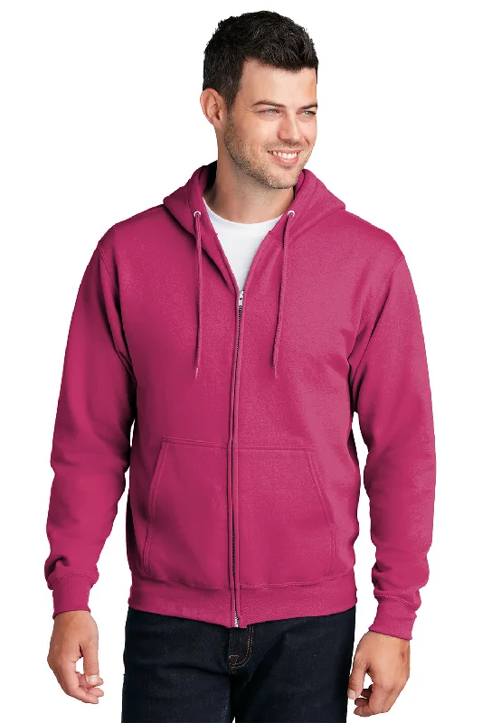 Deal Frenzy Port & Company Mens Core Pill Resistant Fleece Full Zip Hooded Sweatshirt Hoodie w/ Pockets - Sangria Pink Deal Frenzy Port & Company Mens Core Pill Resistant Fleece Full Zip Hooded Sweatshirt Hoodie w/ Pockets - Sangria Pink