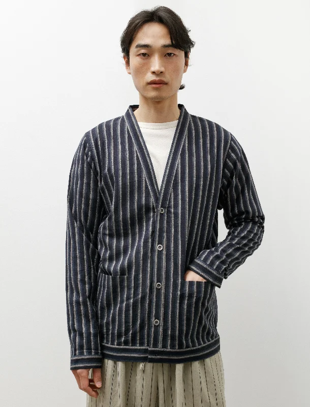 Warehouse Sale Blue Stripe Woven Cardigan