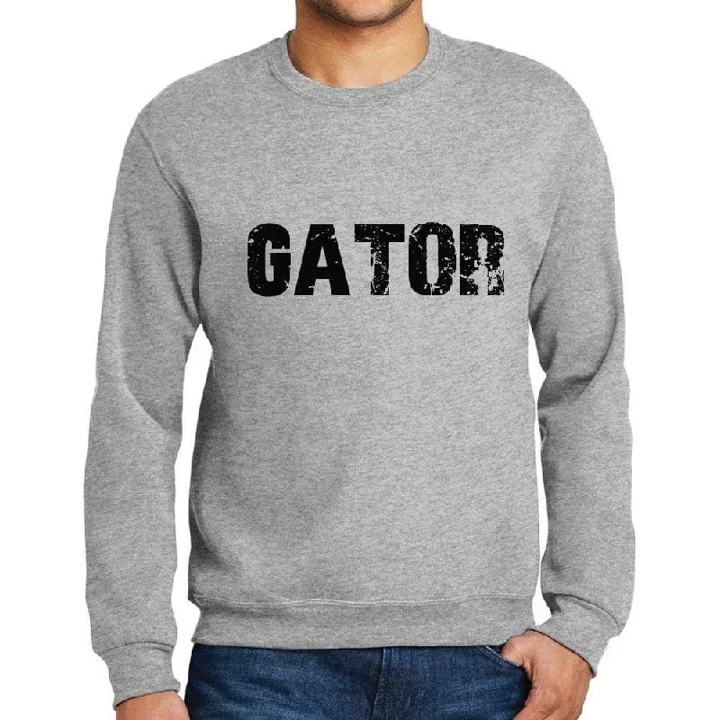 Quick Sale Men's Printed Graphic Sweatshirt Popular Words GATOR Grey Marl