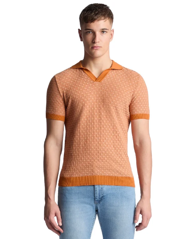 Lowest Price ID24413-Remus Orange Diamond Knit Polo Shirt