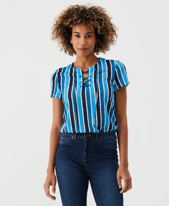 Weekend Deals to Make You Smile Petite Eco Stripe Lace-Up Tee