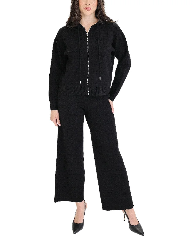 Weekend Bargains to Savor Knit Zip Front Hoodie & Knit Pants Sets- 2 Pc Set