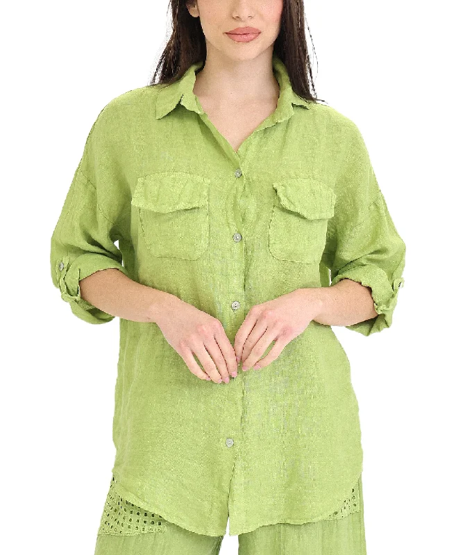 Shop and Save Linen Button Front Shirt