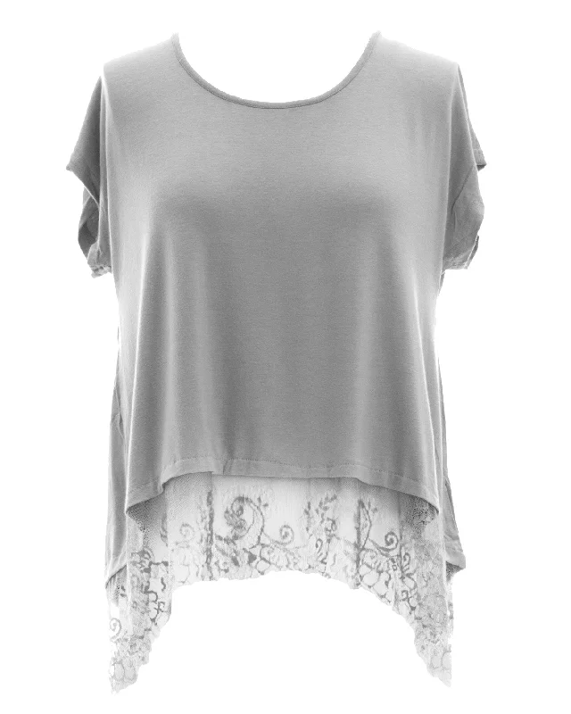 Loose Fit Top With Lace Trim