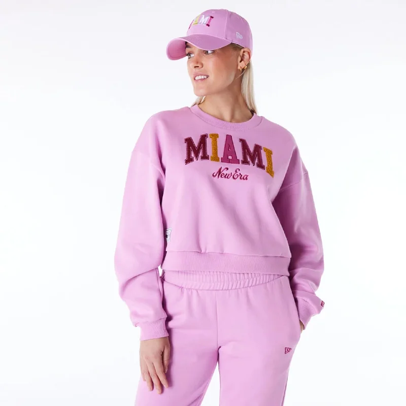 One-DAY Sale New Era Infill Pastel Pink Crop Crew Neck Sweatshirt