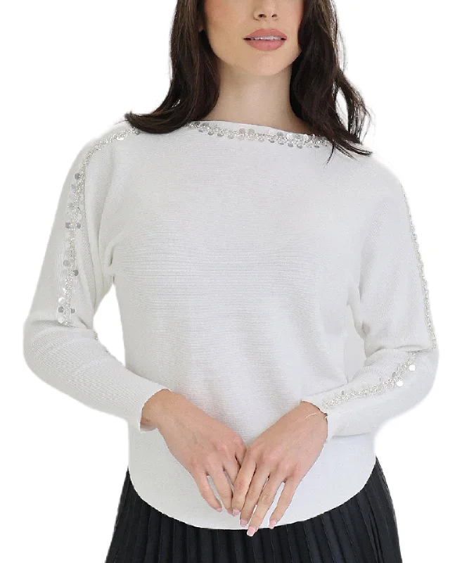 Weekend Offers That Amaze Sweater w/ Pearls & Sequin