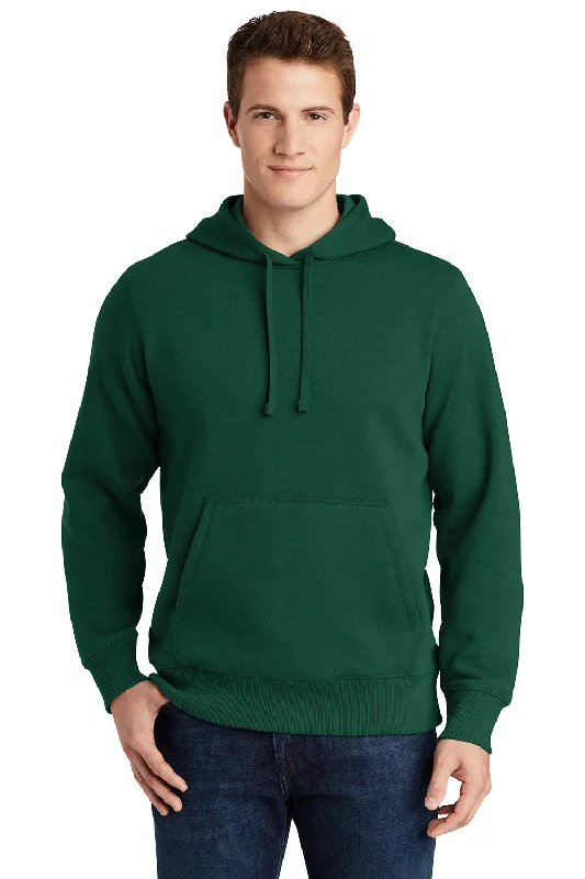 Buy More, Save More Sport-Tek Mens Shrink Resistant Fleece Hooded Sweatshirt Hoodie w/ Pouch Pocket - Forest Green