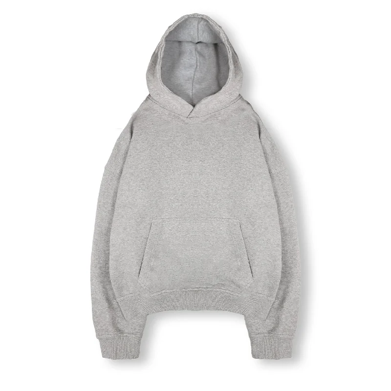 Hurry Up Cropped Hoodie - Light Marl Grey