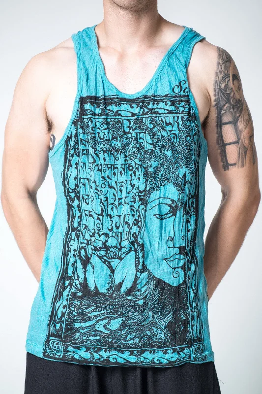 Special Offer Mens Buddha Sanskrit Tank Top in Turquoise