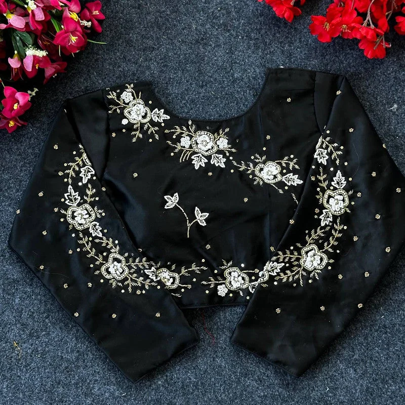 Weekend Bargains to Indulge In Women's Black Colour Silk Readymade Blouse