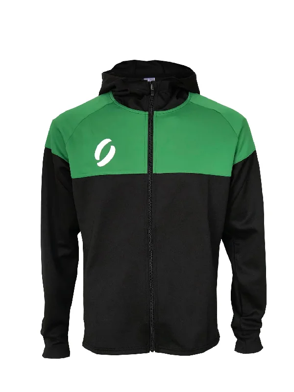 Super Bargain Hooded Half Track Jacket - Black/Green