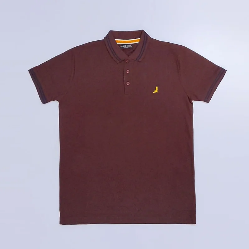 Can't Be Beat BS - Men 'Burgundy' With Collar Stripe Slim Fit Polo BS79
