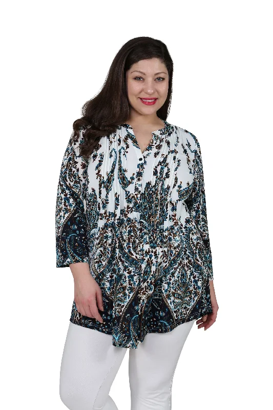 Plus Size La Cera Pleat Front Paisley Tunic