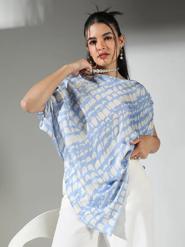 Mega Discount Women Blue Abstract Top