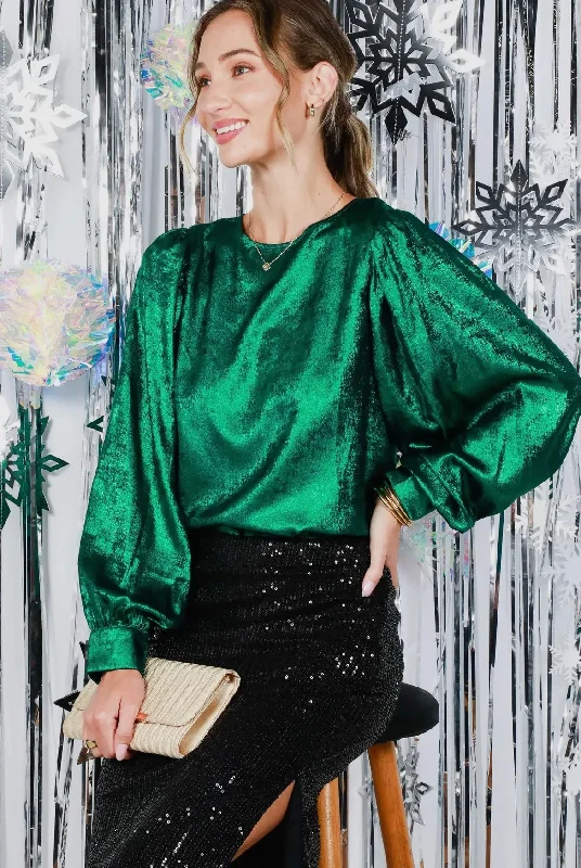 Total Gem Emerald Satin Top