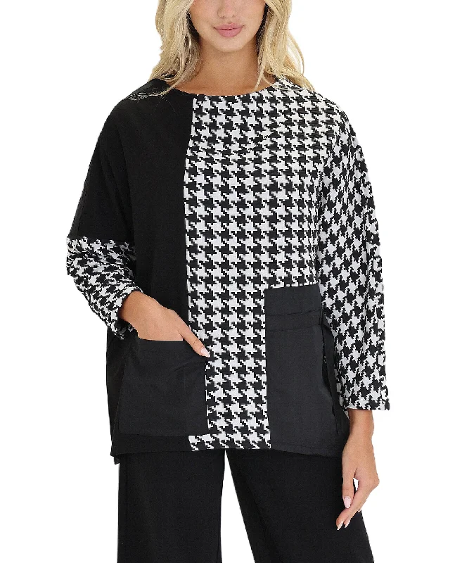 Midnight Madness Houndstooth Colorblock Top
