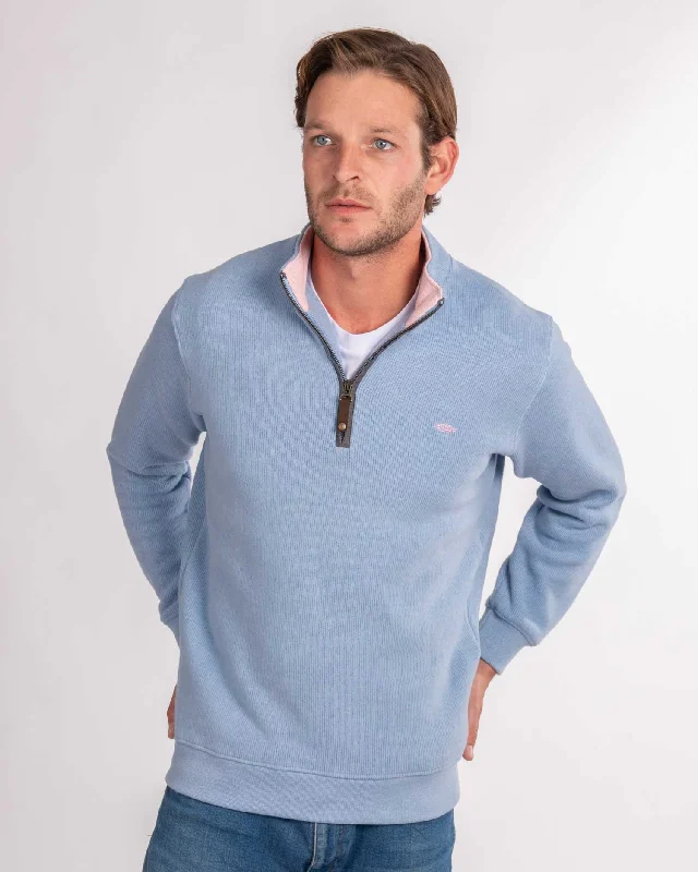 Hot Deal Light Blue Quarter Zip (Pink Contrast)