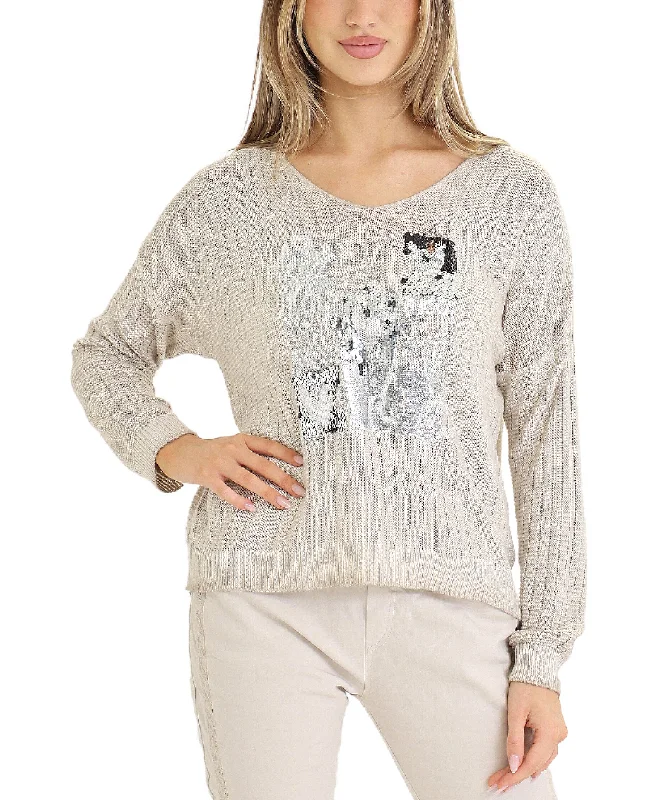 Weekend Specials to Savor Sequin Heart Knit Top