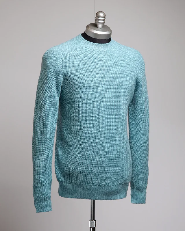 Amazing Deals Seafoam Blue Rainwool Crewneck Sweater