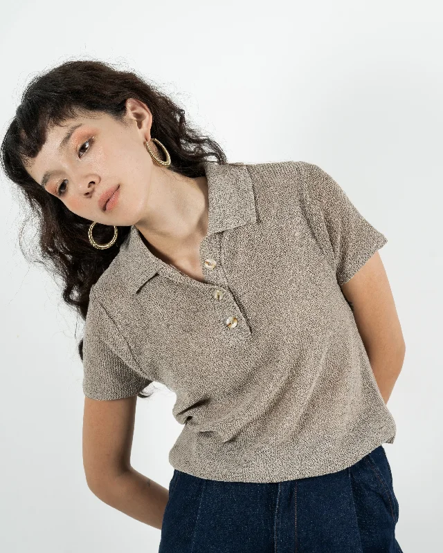 Value Pack Crochet Short Sleeve Polo Shirt (Khaki Grey)