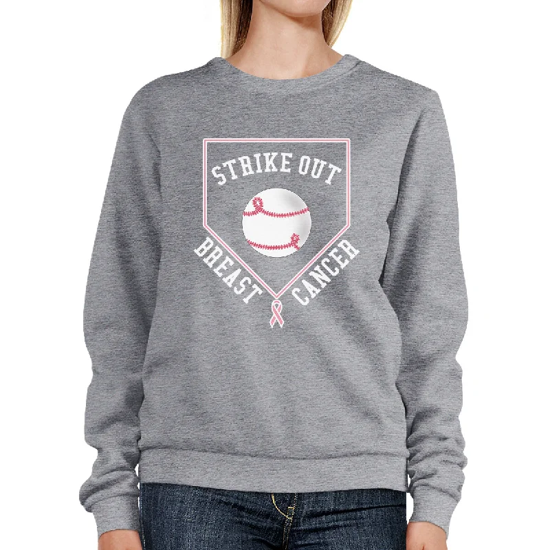 Limited Time Offer Strike Out Breast Cancer Baseball Grey SweatShirt