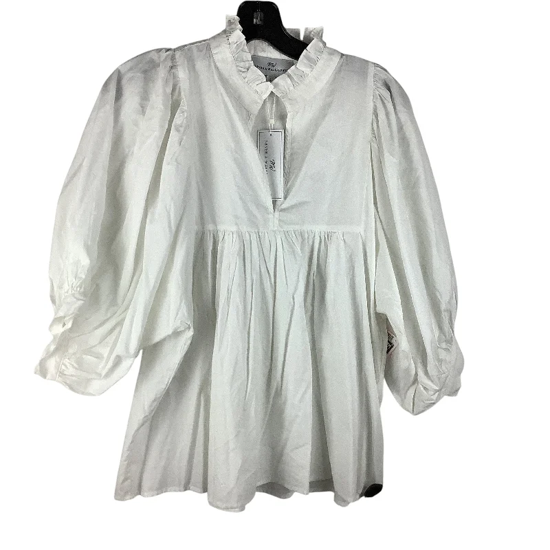 Final Clearance Top 3/4 Sleeve By Clothes Mentor In White, Size: L