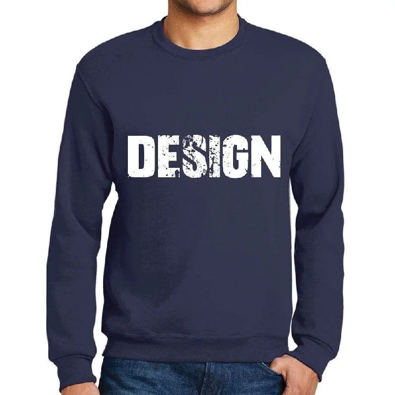 Value Deals Men's Printed Graphic Sweatshirt Popular Words DESIGN French Navy