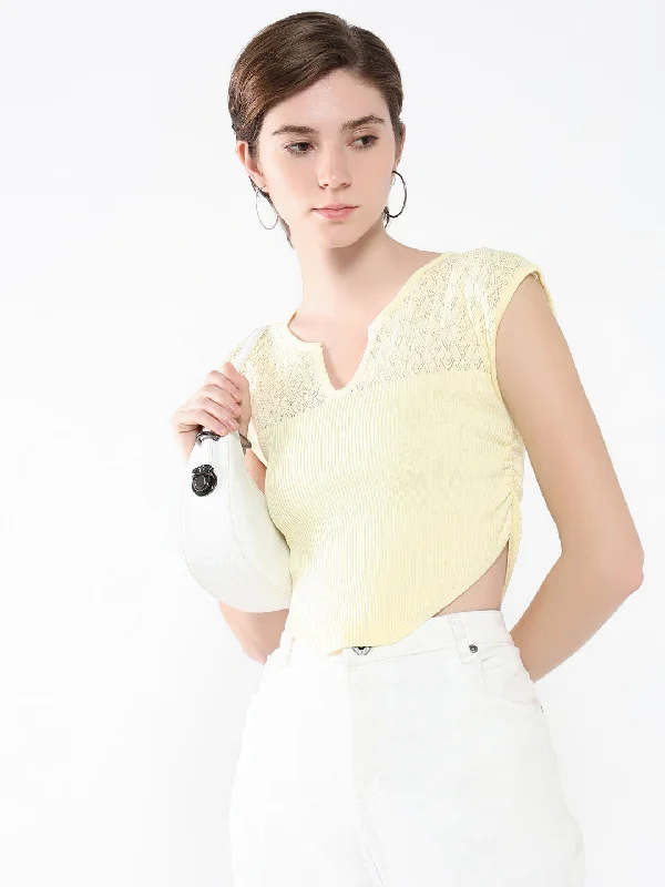 Weekend Savings Galore Women Solid Yellow Top