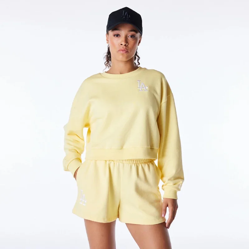 Today's Special LA Dodgers Womens MLB League Essential Pastel Yellow Crop Crew Neck Sweatshirt