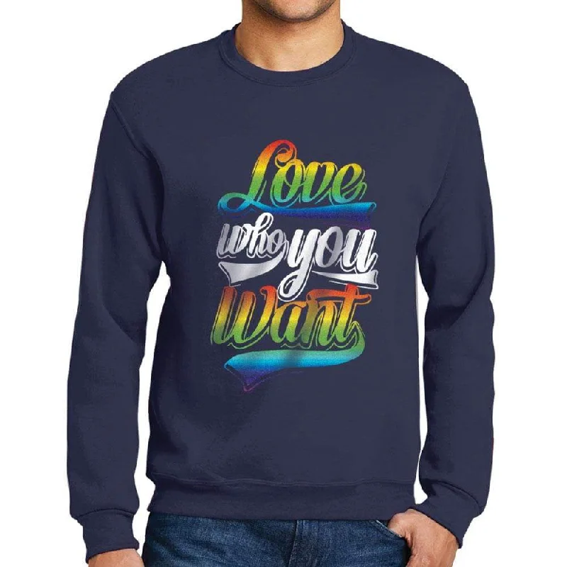 Price Break Men's Printed Graphic Sweatshirt LGBT Love Who You Want Navy