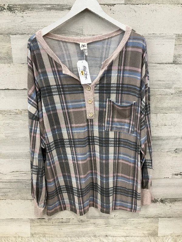 Year-End Sale Top Long Sleeve By Sew In Love In Grey & Pink, Size: 2x