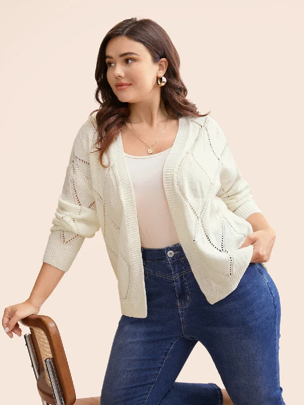 Textured Open Front Cut Out Cardigan