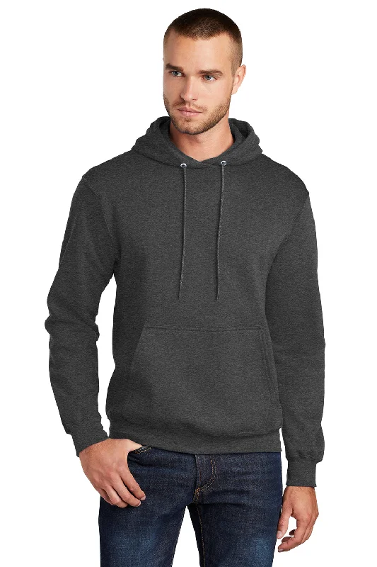 Savings Alert Port & Company Mens Core Pill Resistant Fleece Hooded Sweatshirt Hoodie w/ Pouch Pocket - Heather Dark Grey Savings Alert Port & Company Mens Core Pill Resistant Fleece Hooded Sweatshirt Hoodie w/ Pouch Pocket - Heather Dark Grey