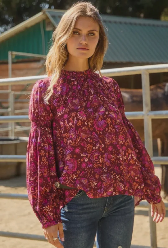 Come Together Cranberry Paisley Top