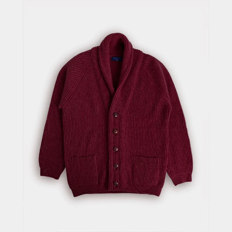 Limited Supply Burgundy Shawl Collar Cashmere Cardigan