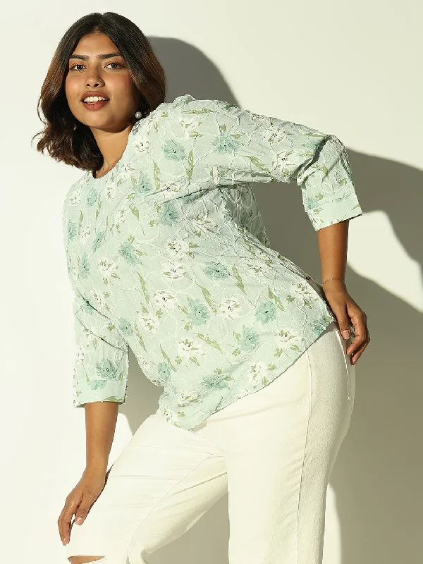 New Deal Women Green Floral Top
