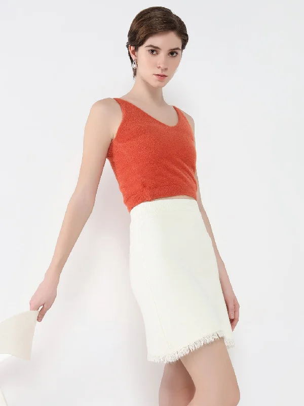 Weekend Savings Delight Women Solid Coral Fitted Top