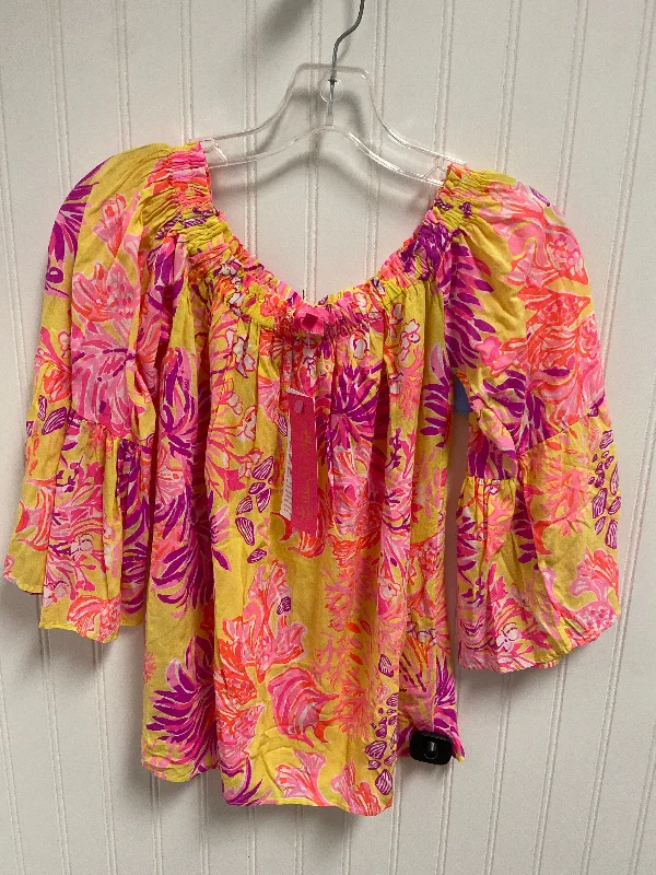Year-End Deals Top Long Sleeve Designer By Lilly Pulitzer In Yellow, Size: Xxs