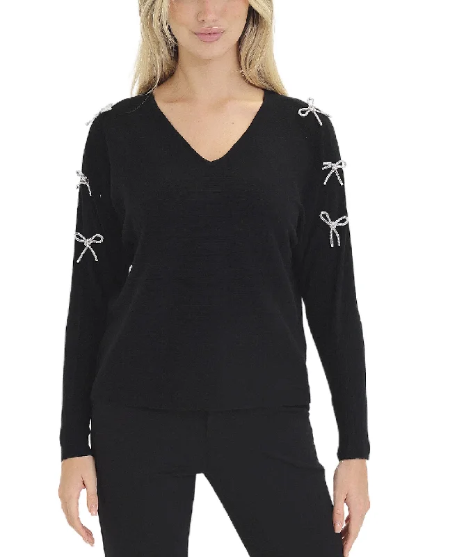 Lowest Price Sweater w/ Rhinestone Bow Detail