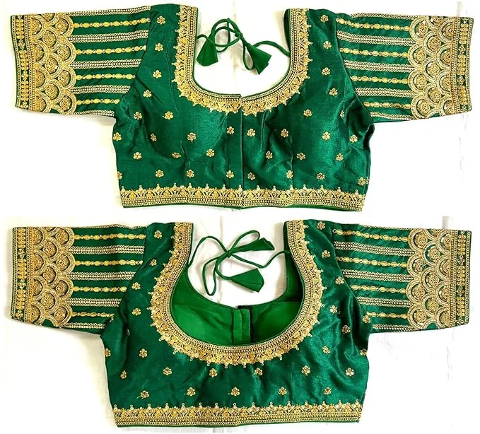 Weekend Savings Bonanza Women's Green Phantom Silk Readymade Blouse