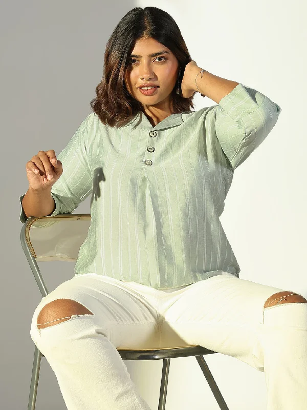 Weekend Deals That Excite Women Green Striped Top