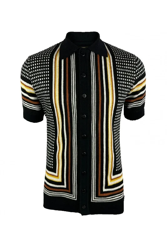 Savings Event Ska & Soul Men's SS2528 SS Jacquard Fine Gauge Cardi Black