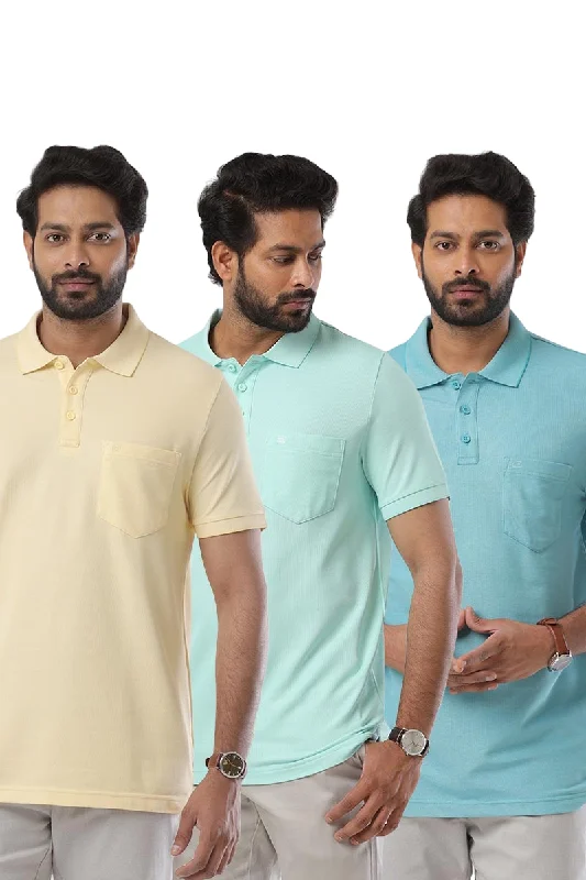 Price Break Golf Polo - Multicolor T-Shirts Pack Of 3 Combo For Men | Ariser