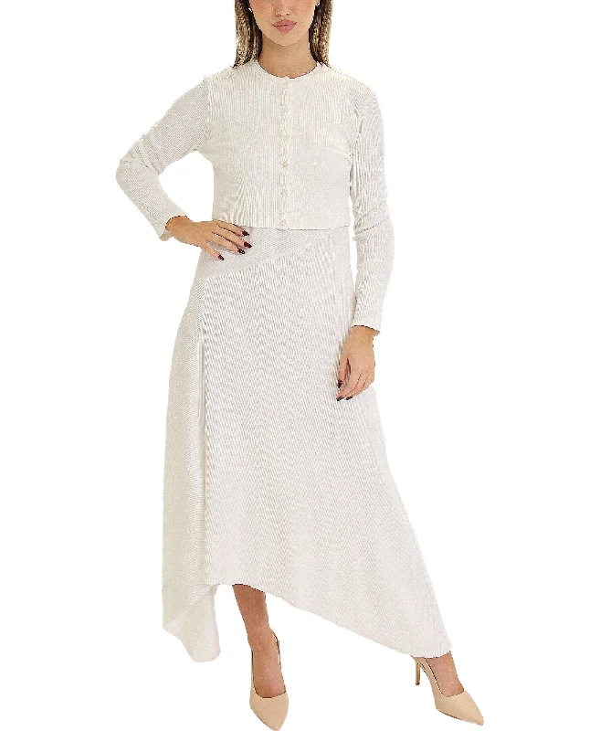 Weekend Offers That Tempt Knit Ribbed Dress & Sweater Set- 2 Pc Set