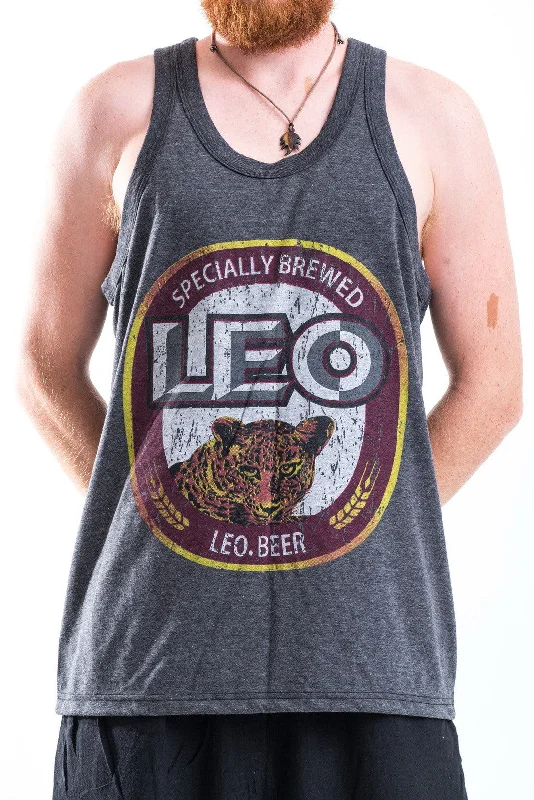 Exclusive Online Offer Vintage Style Leo Beer Tank Top in Black
