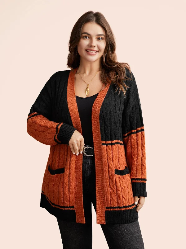 Jack-o-Lantern Motif Cable Knot Cardigan