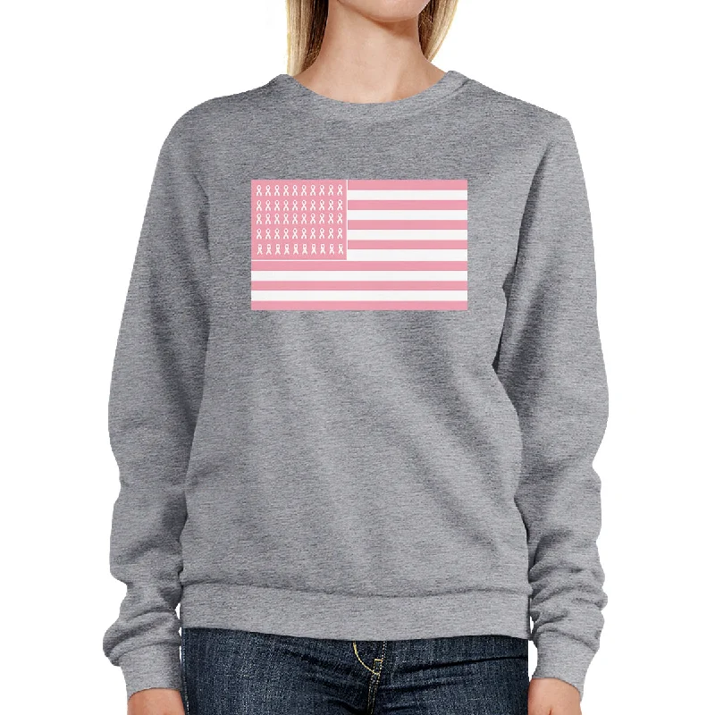 Weekend Special Breast Cancer Awareness Pink Flag Grey SweatShirt