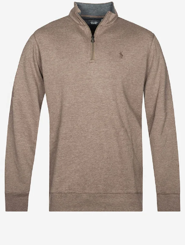 Weekend Specials to Grab Doppelstrick-Jersey mit halbem Reißverschluss in Braun