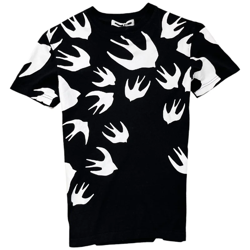 Super Bargain Men's Swallow Print T-Shirt Black Size XXS